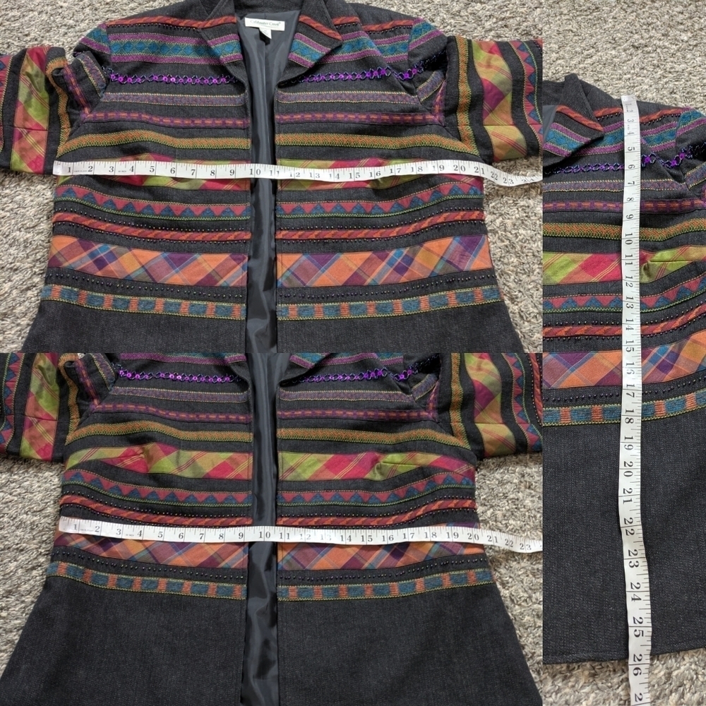 Colwater Creek Black Purple Colorful Beaded Open Jacket 14 - Picture 9 of 9